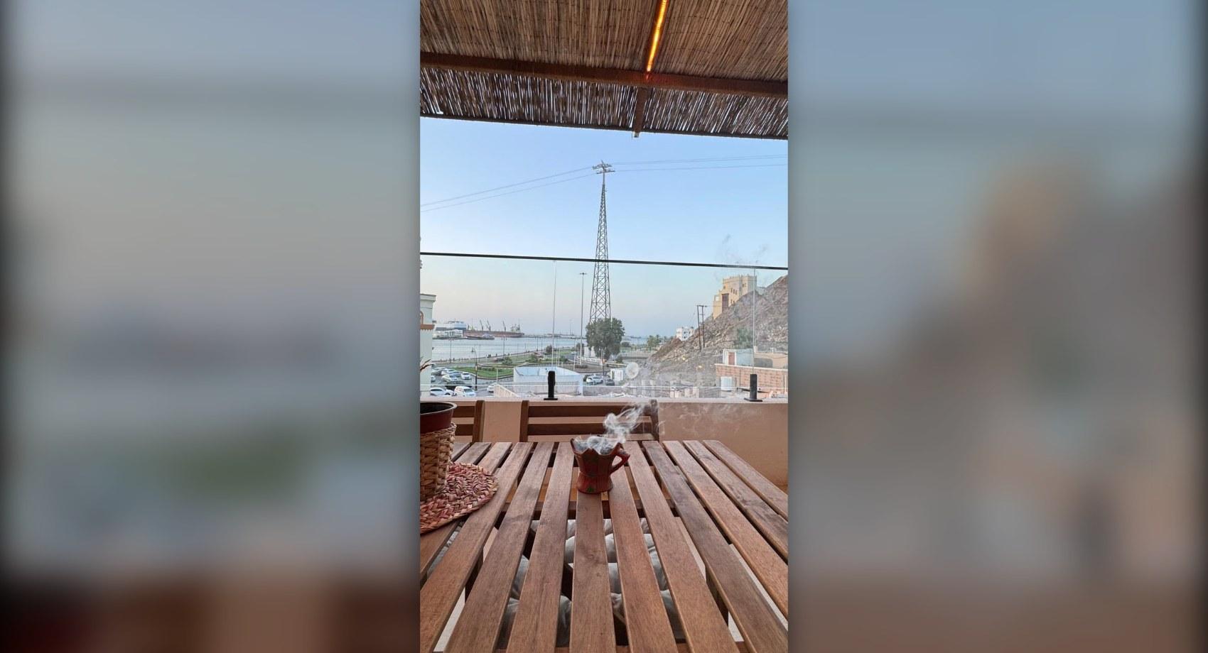 Terrace with a view over Muttrah harbour